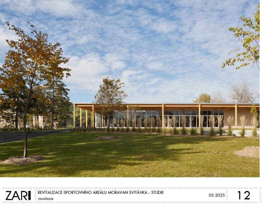 Architektonická studie revitalizace sportovního areálu Moravan Svitávka – exteriér nového zázemí a kabin